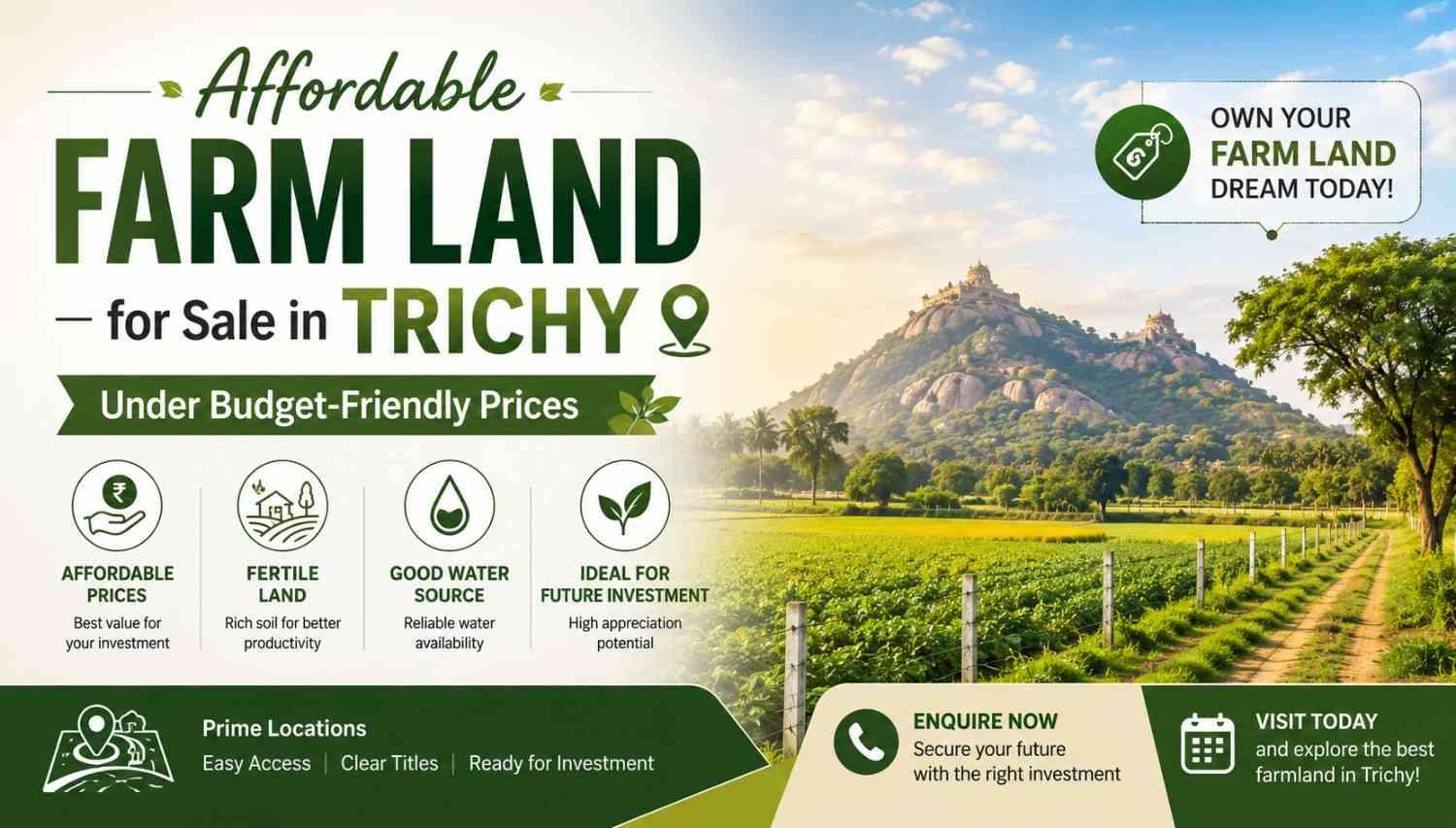 Affordable Farm Land for Sale in Trichy Under Budget-Friendly Prices