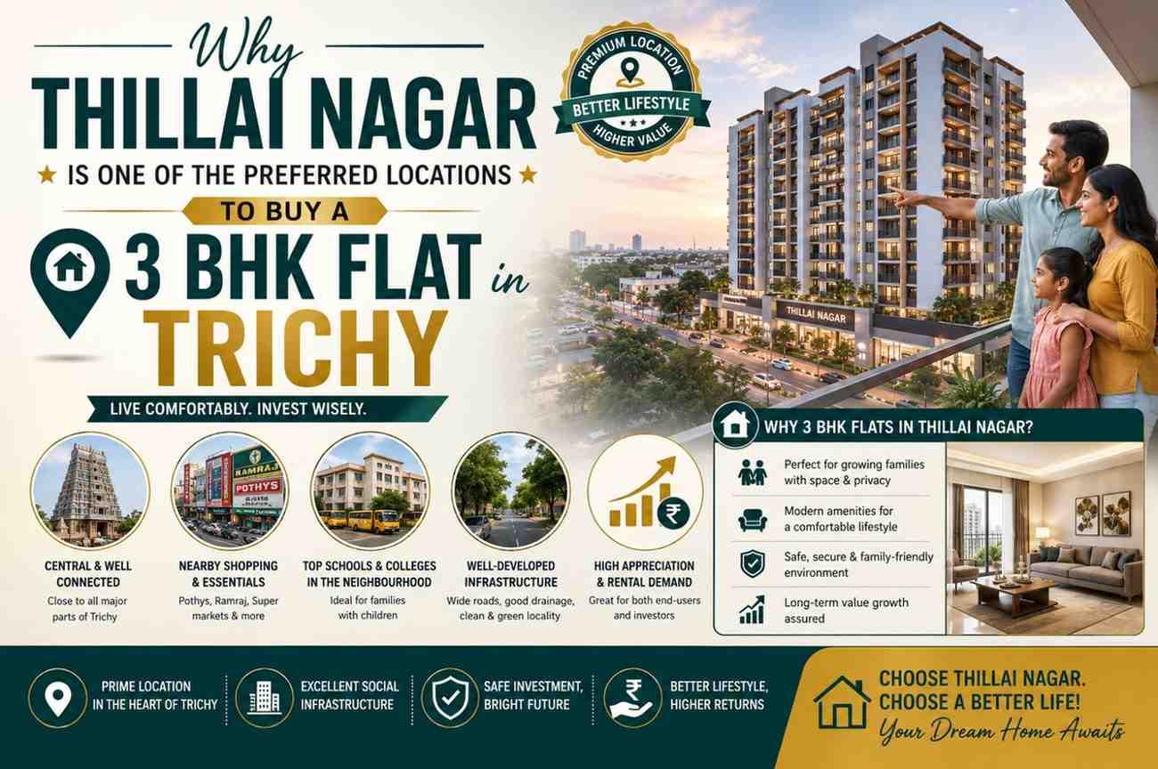 Why Thillai Nagar Is One of the Preferred Locations to Buy a 3 BHK Flat in Trichy