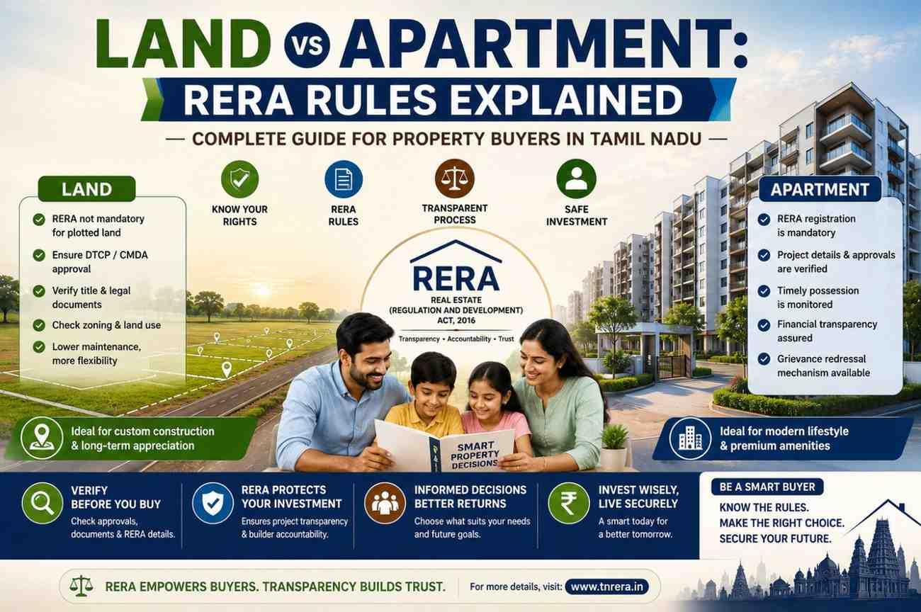 Land vs Apartment: RERA Rules Explained – Complete Guide for Property Buyers in Tamil Nadu